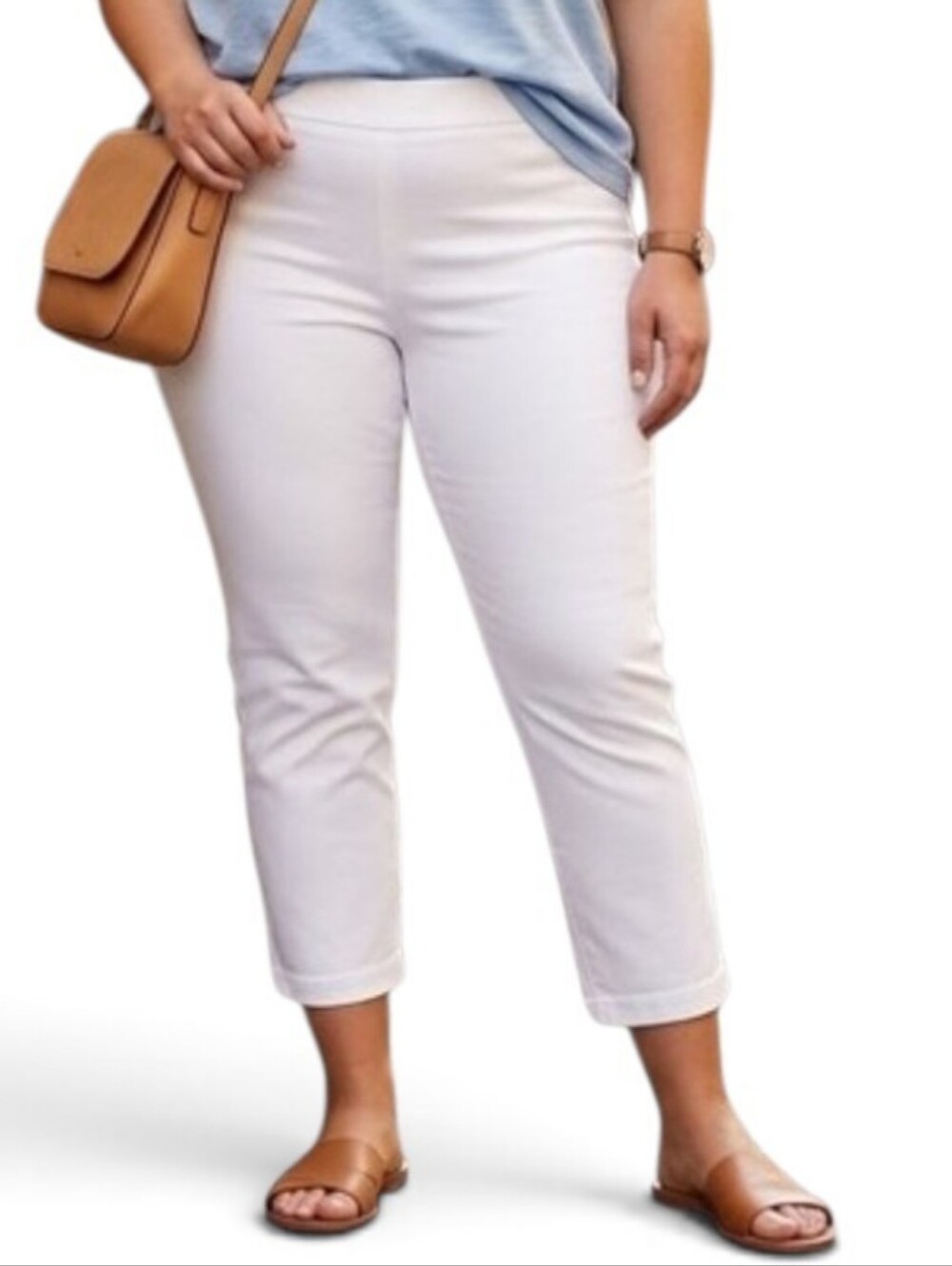 Pure Jill | Women's Classic White Slim Leg Cropped Pants (Size XL)
